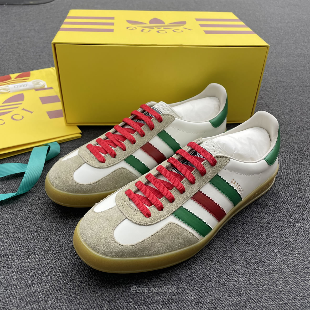 Adidas X Gucci Gazelle White Green Red 726487 Aaa43 9547 (6) - www.newkick.vip